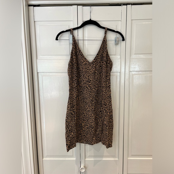 NWOT Reformation Brown Cheetah Mini Dress - Picture 1 of 8